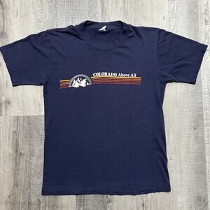 VTG Colorado Above All 70s/80s Paper Thin Mountain Outdoor USA Hike Mtn T Shirt